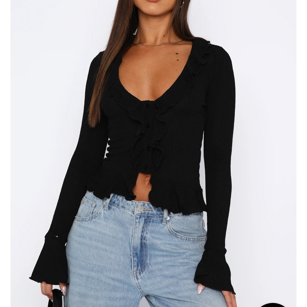 White Fox Feel My Love Long Sleeve Top Black
